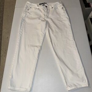 Calvin Klein Jeans Womens size 12 White Skinny Crop Capri Pants Stretch Denim